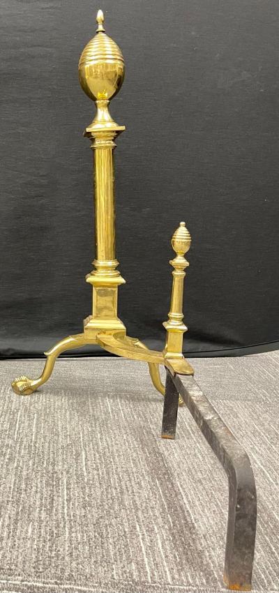 Pair of Large Bronze Georgian Style Andirons