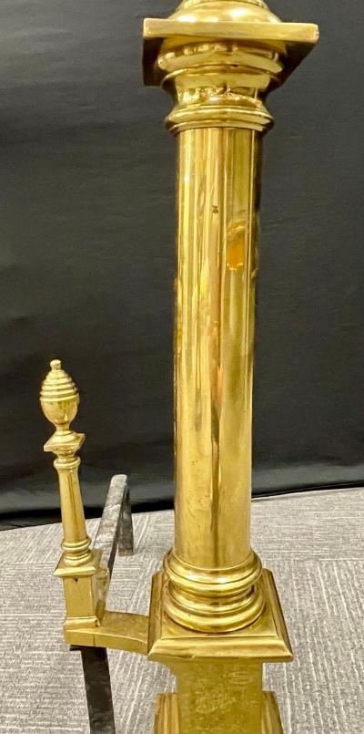 Pair of Large Bronze Georgian Style Andirons