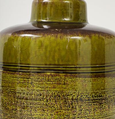 Pair of Large Ceramic Lamps With A wonderful Textured Moss Glaze Finish 