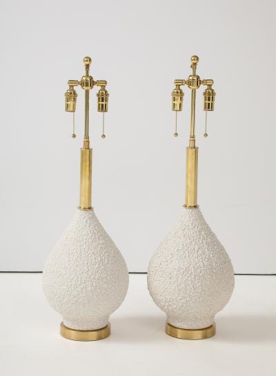 Pair of Large Ceramic Lamps with a Popcorn Textured Finish