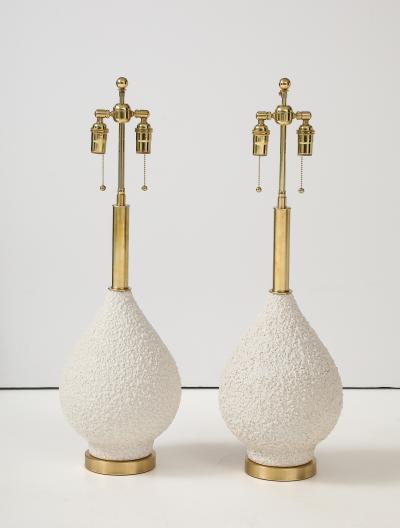 Pair of Large Ceramic Lamps with a Popcorn Textured Finish
