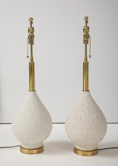 Pair of Large Ceramic Lamps with a Popcorn Textured Finish