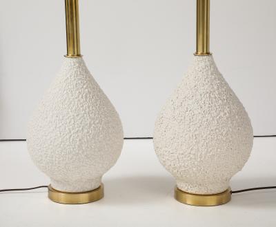 Pair of Large Ceramic Lamps with a Popcorn Textured Finish