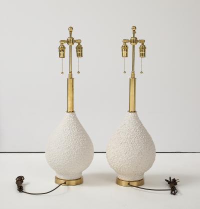 Pair of Large Ceramic Lamps with a Popcorn Textured Finish