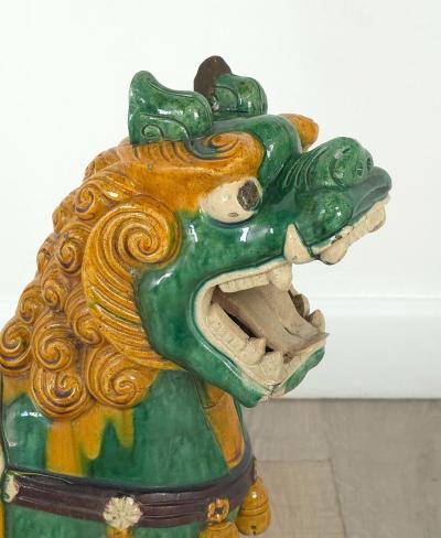 Pair of Large Chinese Sancai Pottery Foo Dogs 20th century or earlier
