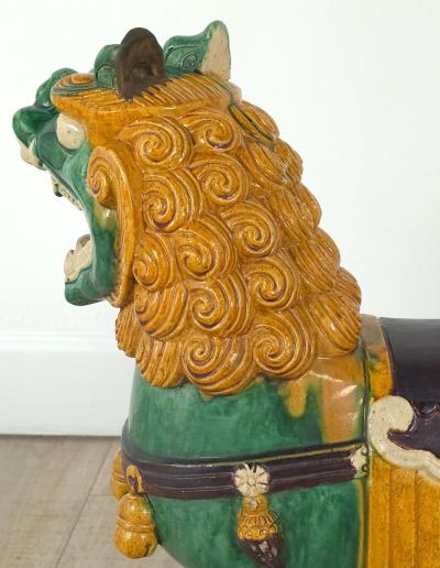 Pair of Large Chinese Sancai Pottery Foo Dogs 20th century or earlier