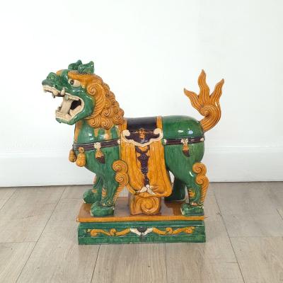 Pair of Large Chinese Sancai Pottery Foo Dogs 20th century or earlier