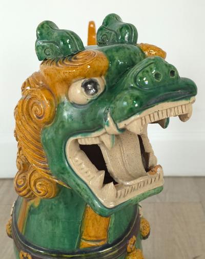 Pair of Large Chinese Sancai Pottery Foo Dogs 20th century or earlier