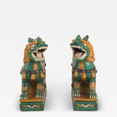 Pair of Large Chinese Sancai Pottery Foo Dogs 20th century or earlier
