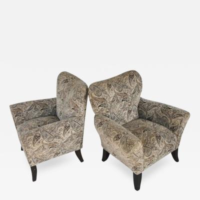 Pair of Large Contemporary Wing Back Chairs