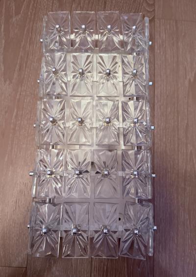 Pair of Large Crystal East German DDR Veb Narva Leuchten Mid Century Wall Lamps