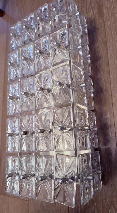 Pair of Large Crystal East German DDR Veb Narva Leuchten Mid Century Wall Lamps