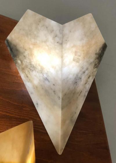 Pair of Large Custom Italian Modern Neoclassical Alabaster Wall Sconces