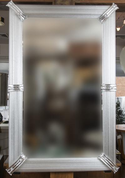 Pair of Large Custom Murano Blown Mirrors in Crystal Silver Contemporary