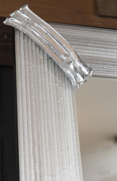 Pair of Large Custom Murano Blown Mirrors in Crystal Silver Contemporary