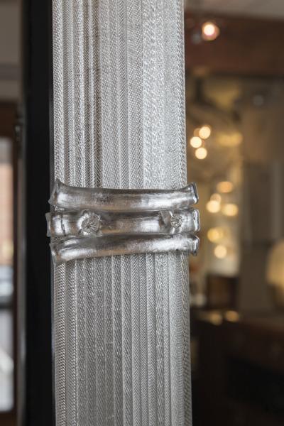 Pair of Large Custom Murano Blown Mirrors in Crystal Silver Contemporary