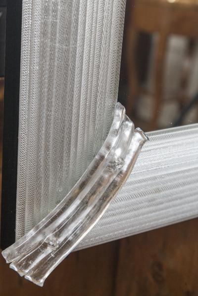 Pair of Large Custom Murano Blown Mirrors in Crystal Silver Contemporary