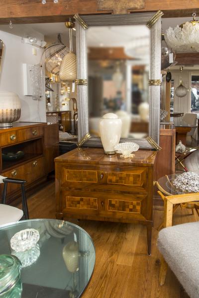 Pair of Large Custom Murano Blown Mirrors in Crystal Silver Contemporary