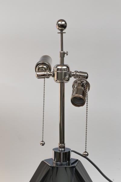 Pair of Large Diamond Faceted Grey Lamps Contemporary