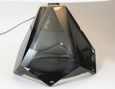 Pair of Large Diamond Faceted Grey Lamps Contemporary