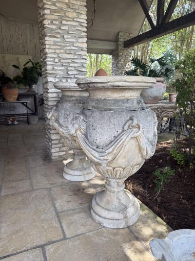 Pair of Large English 19th Century Urns from a Train Station