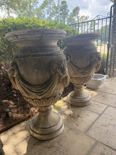 Pair of Large English 19th Century Urns from a Train Station