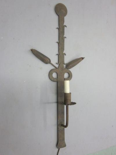 Pair of Large French Art Deco Sconces in Wrought Iron 1930