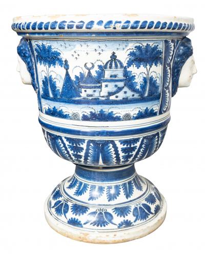 Pair of Large French Nevers Faience Pottery Orangerie Planters
