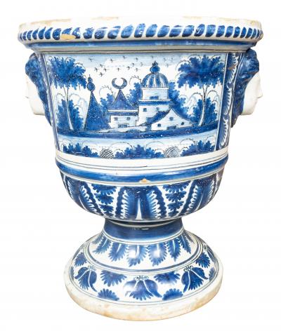 Pair of Large French Nevers Faience Pottery Orangerie Planters