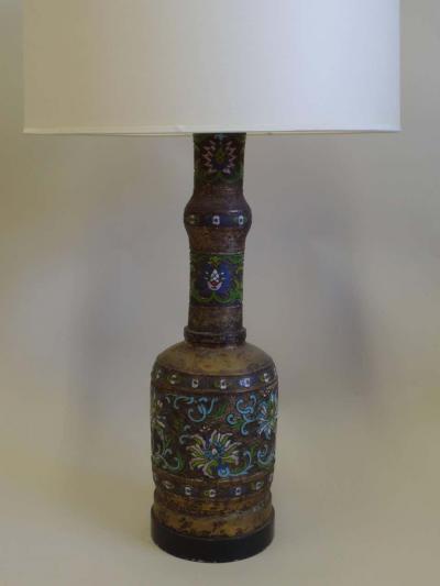 Pair of Large Gilt Bronze and Cloisonne Urn Table Lamps