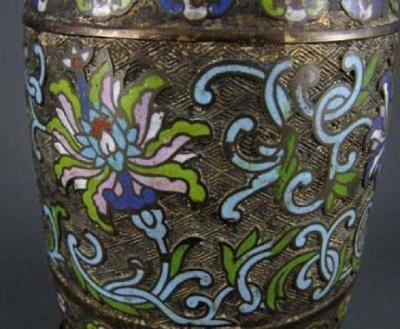 Pair of Large Gilt Bronze and Cloisonne Urn Table Lamps