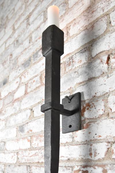 Pair of Large Hand Forged Wrought Iron Wall Sconces