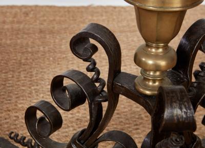 Pair of Large Iron and Bronze Torcheres