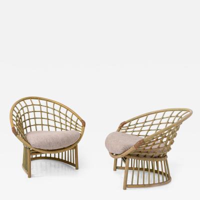 Pair of Large Italian Bamboo and Rattan Armchairs