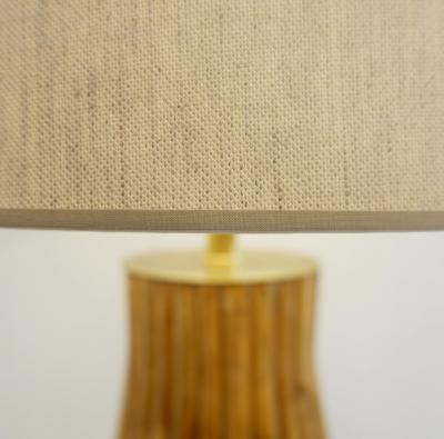 Pair of Large Italian Brass Bamboo Table Lamps
