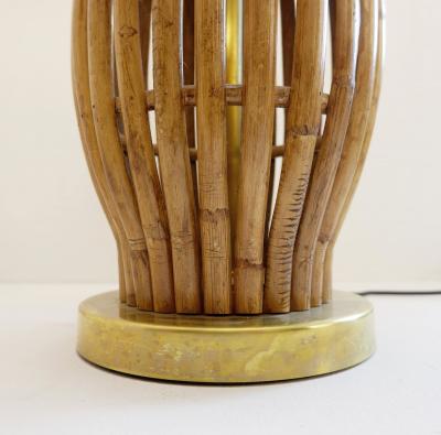 Pair of Large Italian Brass Bamboo Table Lamps