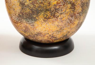 Pair of Large Italian Ceramic Lamps with a Scavo Glazed Finish 