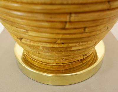 Pair of Large Italian Contemporary Brass Bamboo Table Lamps