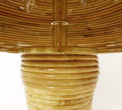 Pair of Large Italian Contemporary Brass Bamboo Table Lamps