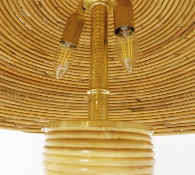 Pair of Large Italian Contemporary Brass Bamboo Table Lamps