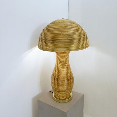 Pair of Large Italian Contemporary Brass Bamboo Table Lamps