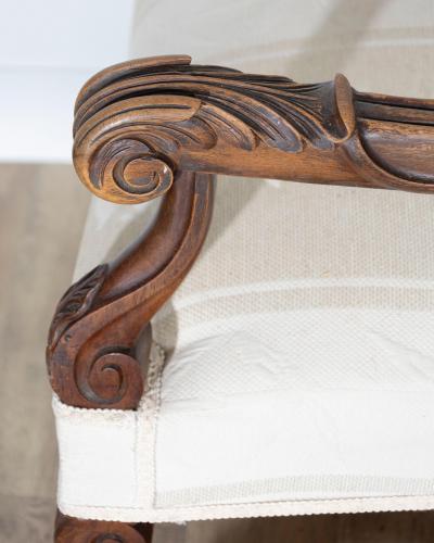 Pair of Large Louis XIII Style Carved Oak Armchairs