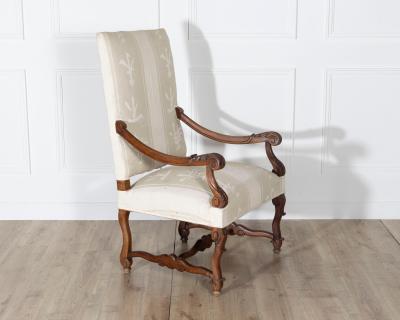 Pair of Large Louis XIII Style Carved Oak Armchairs