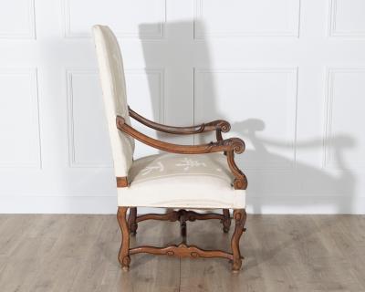 Pair of Large Louis XIII Style Carved Oak Armchairs