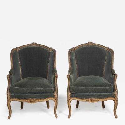 Pair of Large Louis XV Revival Style Armchairs