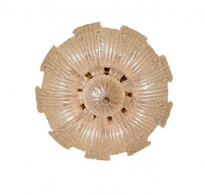 Pair of Large Murano Graniglia Glass Flush Mounts