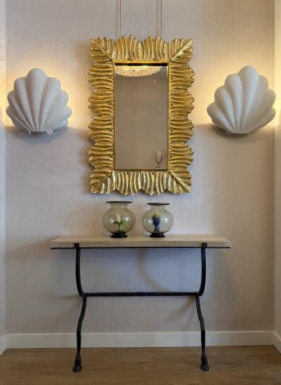 Pair of Large Plaster Shells Wall Sconces