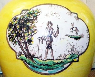 Pair of Large Quimper Style Hand Painted Lidded Jars