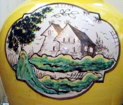 Pair of Large Quimper Style Hand Painted Lidded Jars