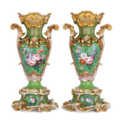 Pair of Large Rococo Porcelain Vases with Painted Madonnas